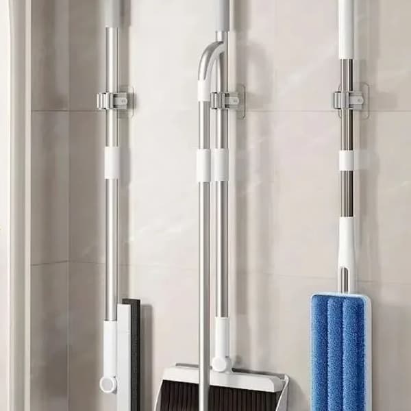 Broom Mop Holder Wall Mount 3Pcs Strong Mount 8 broom and mop holder wall mounted demo hanging -min