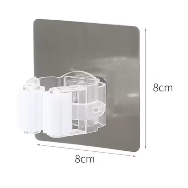 Broom Mop Holder Wall Mount 3Pcs Strong Mount 2 white metal dimension -min