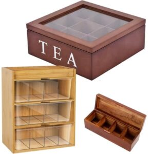 Tea Box Organiser Elite 1Pcs Wooden Organiser cover -min